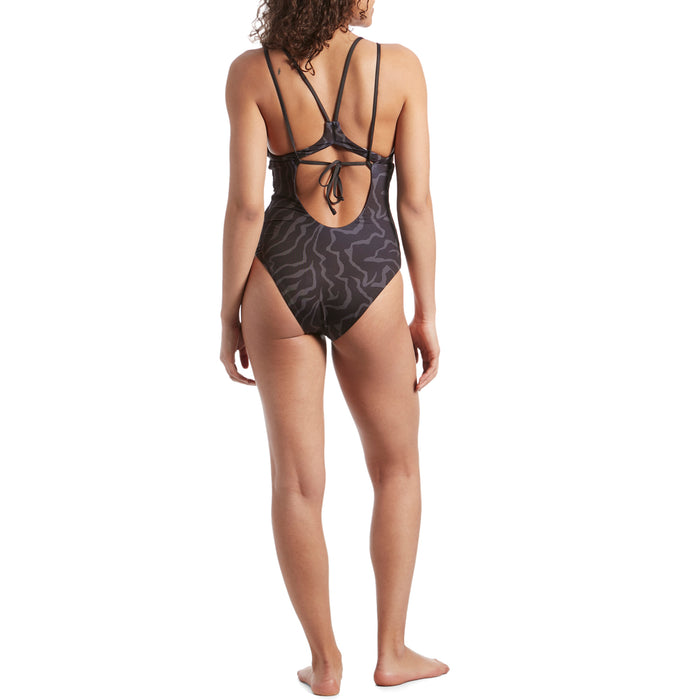 Patagonia Nanogrip Sunset Swell One-Piece Swimsuit - Women's Tiger Tracks Camo Small: Ink Black