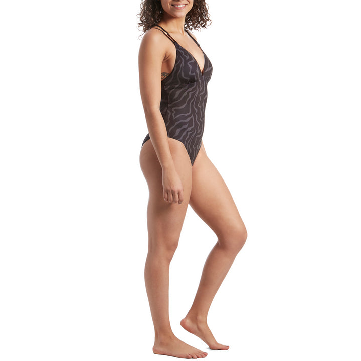 Patagonia Nanogrip Sunset Swell One-Piece Swimsuit - Women's Tiger Tracks Camo Small: Ink Black