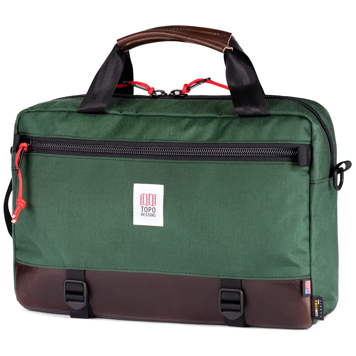 Topo Designs Commuter Briefcase Forest/Brown Leather