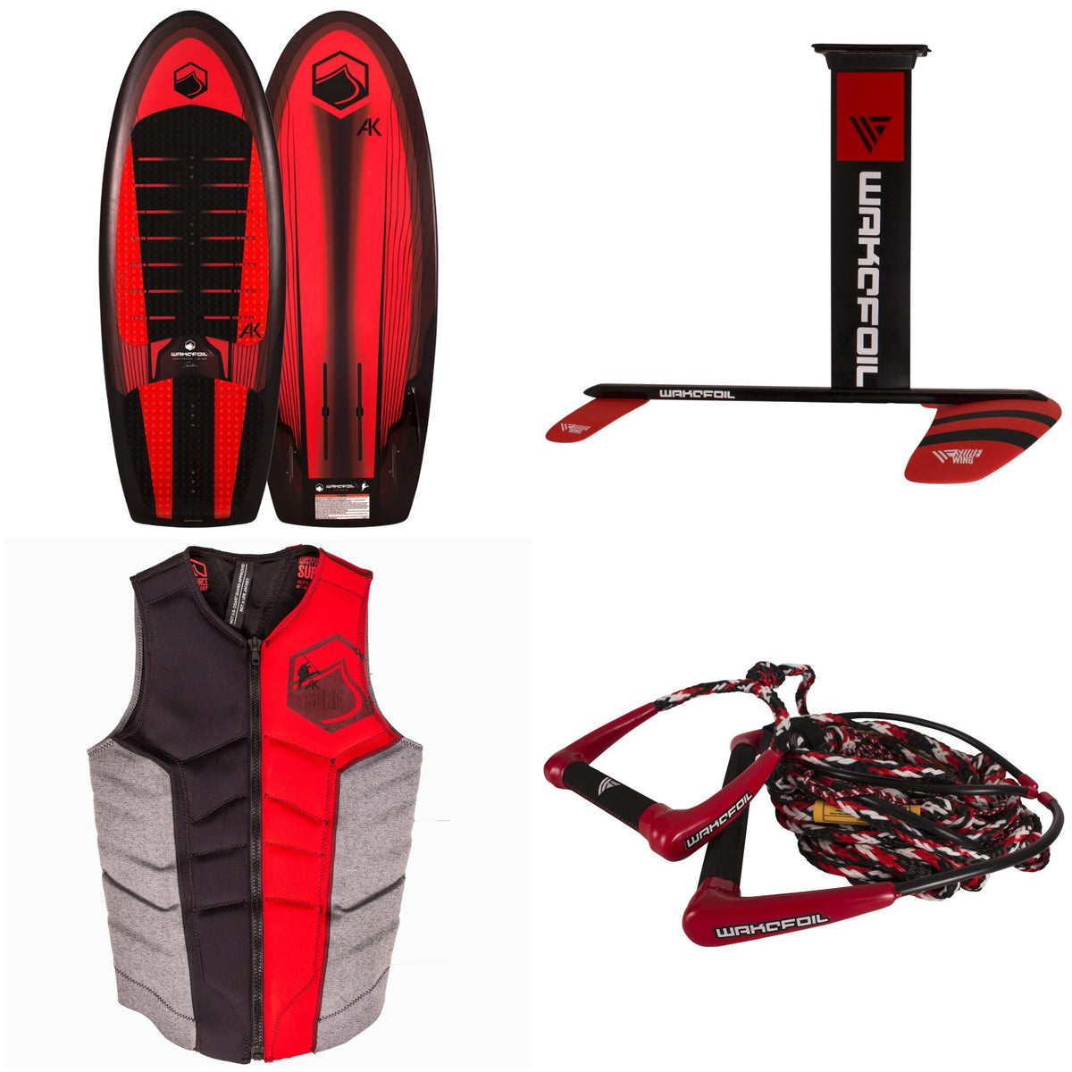 WAKEFOIL SS AK Foil Package + AK Ghost Comp Wake Vest + Dual Handled Foil Rope 2019