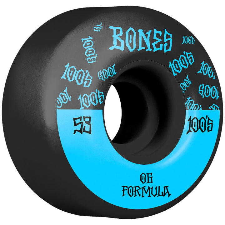 Bones 100s #13 Wide OG Formula V4 Black Skateboard Wheels