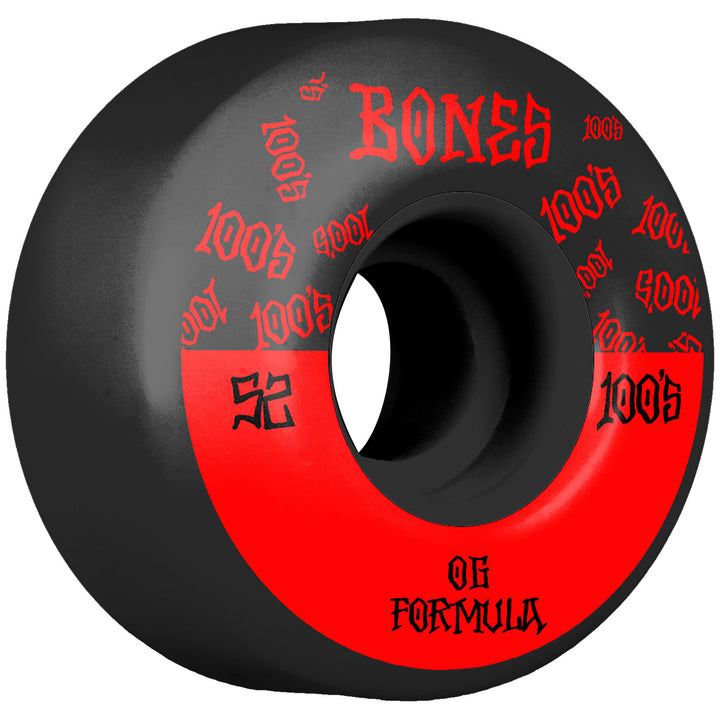 Bones 100s #13 Wide OG Formula V4 Black Skateboard Wheels
