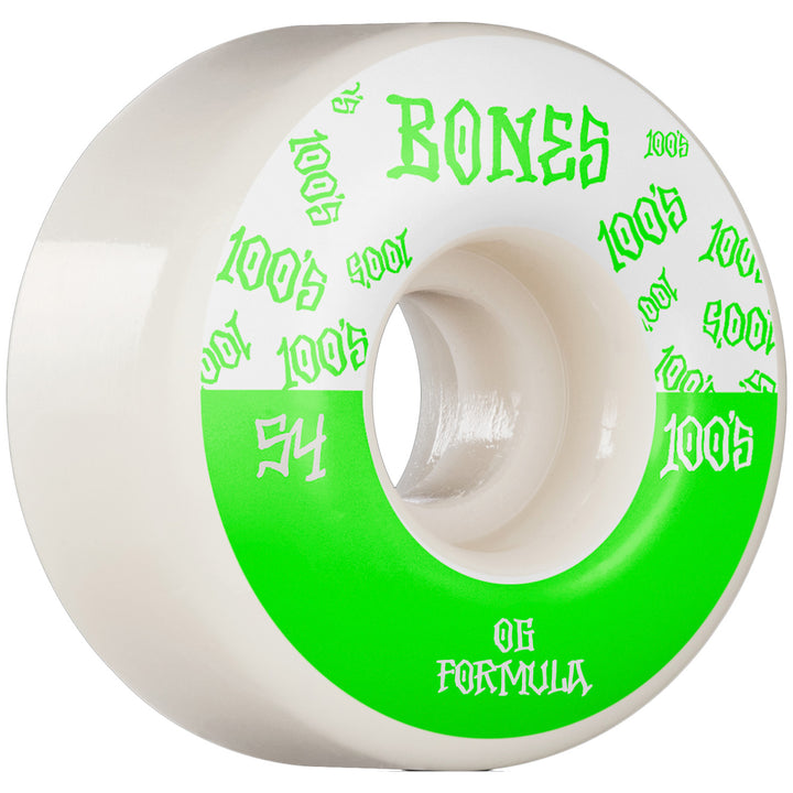 Bones 100s #13 Wide OG Formula V4 White Skateboard Wheels