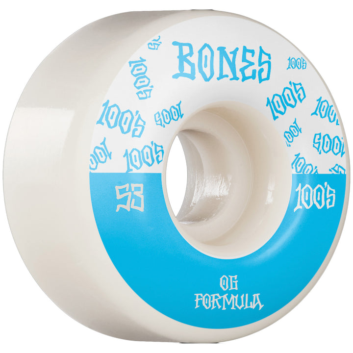 Bones 100s #13 Wide OG Formula V4 White Skateboard Wheels