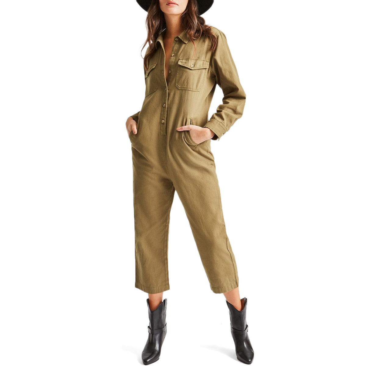 Brixton Melbourne Crop Coveralls - Women's Washed Olive