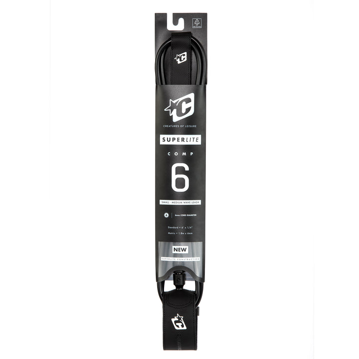 Creatures of Leisure Superlite Comp 6' Surf Leash Black