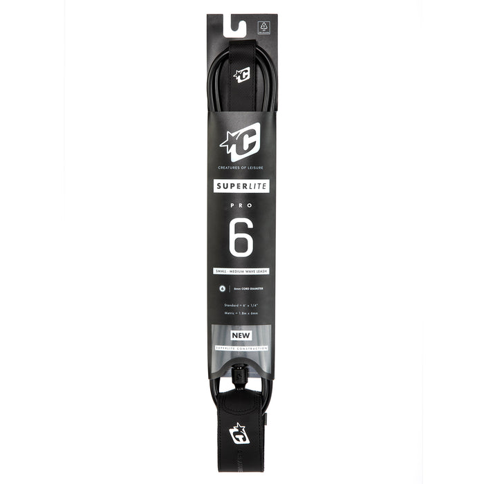 Creatures of Leisure Superlite Pro 6' Surf Leash Black