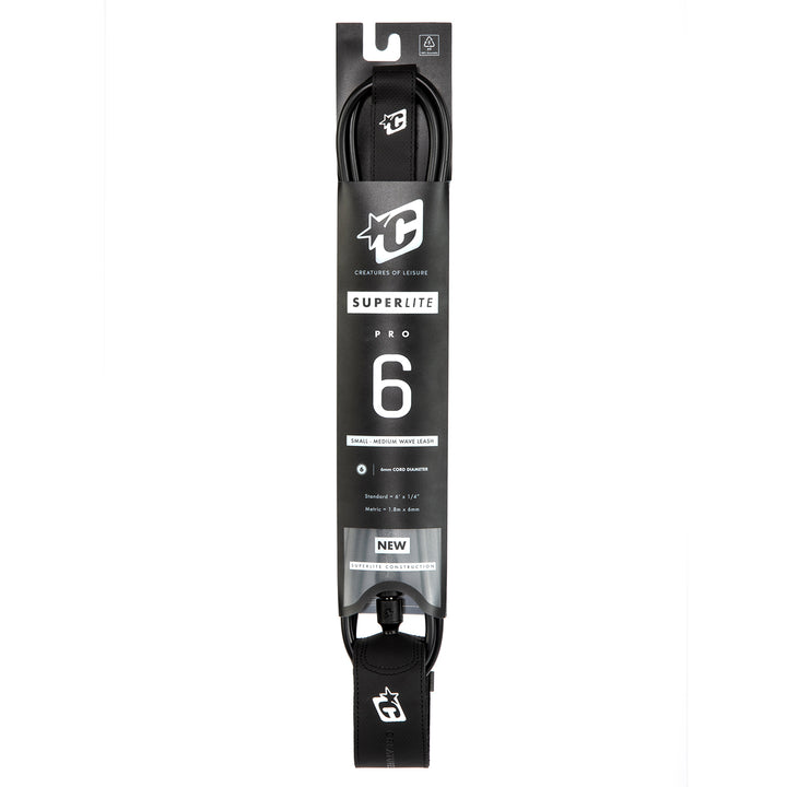 Creatures of Leisure Superlite Pro 6' Surf Leash Black