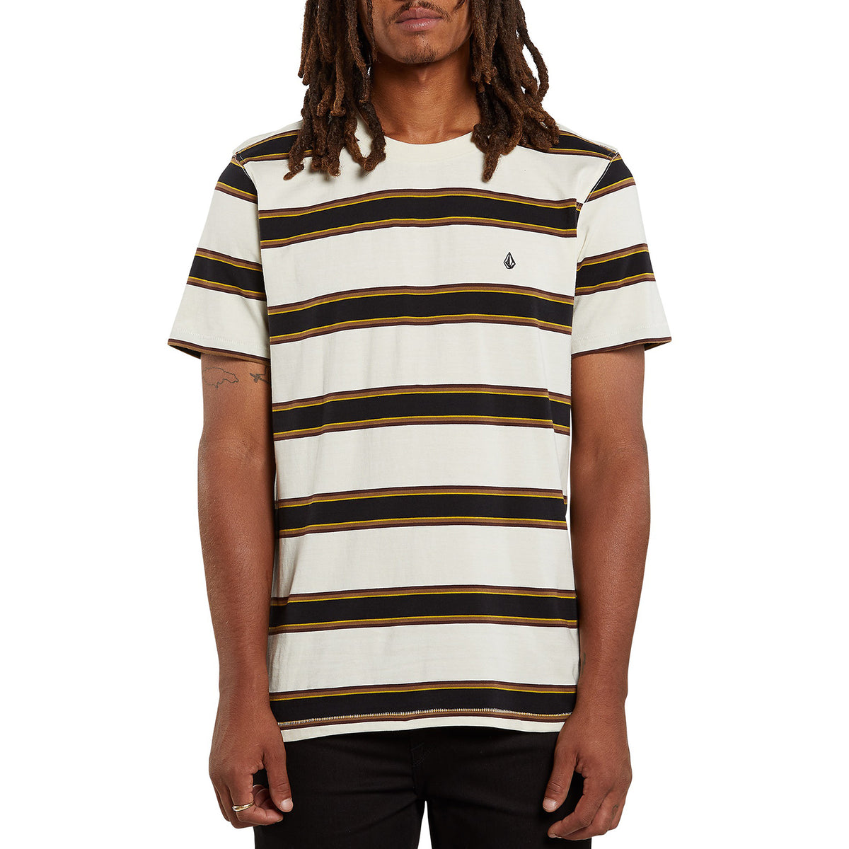 Volcom DA Fino Stripe Crew T-Shirt - Men's Primer White