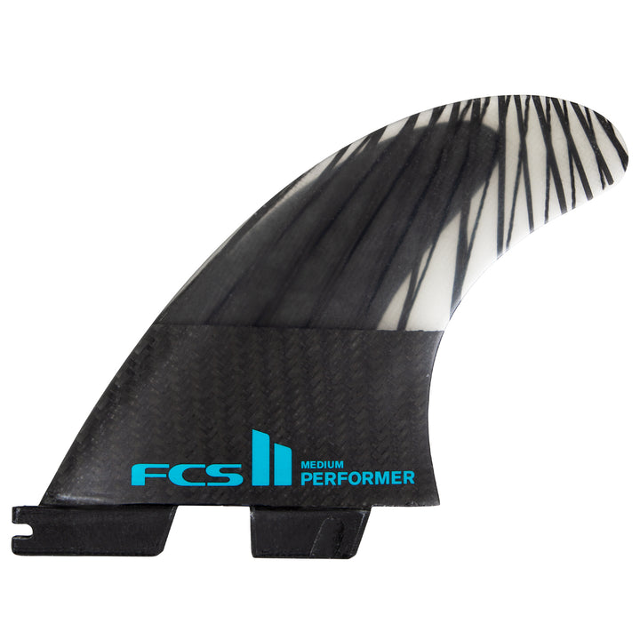FCS II Performer PC Carbon Large Tri Fin Set Black/Teal