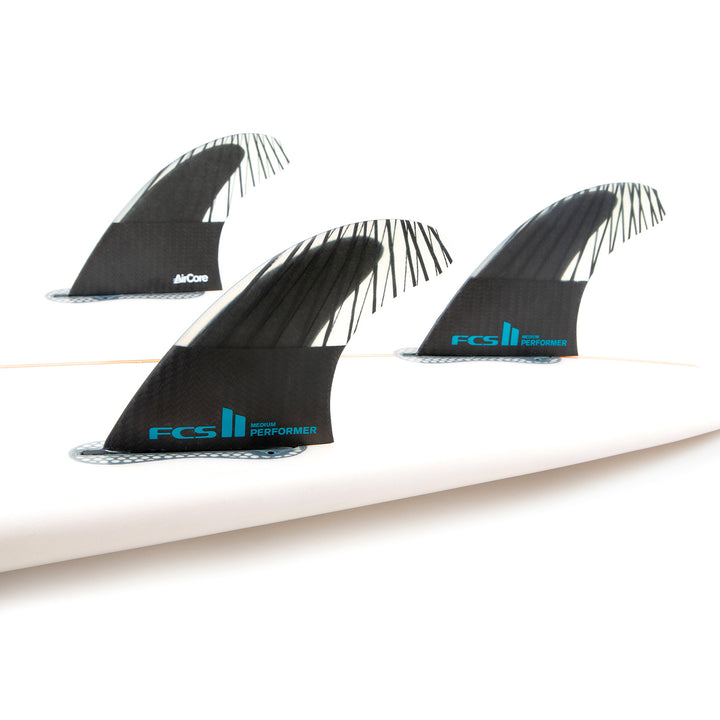 FCS II Performer PC Carbon Large Tri Fin Set Black/Teal