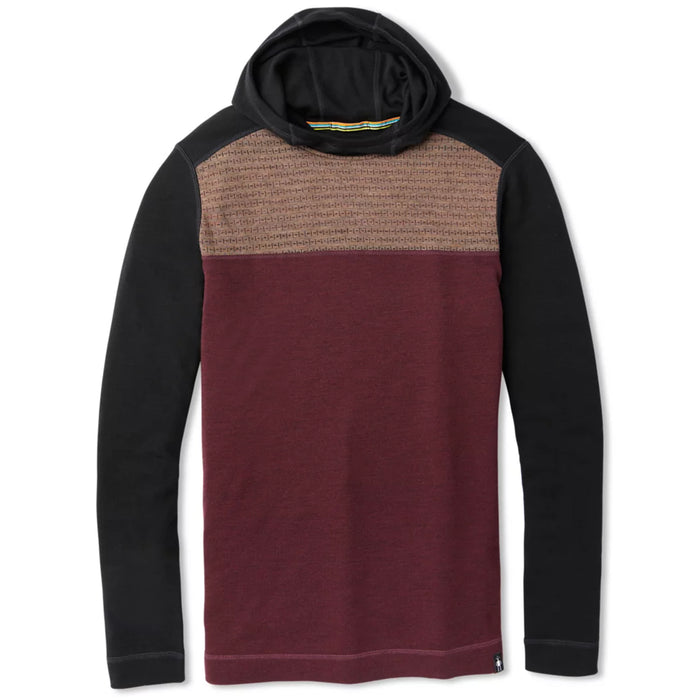 Smartwool Merino 250 Color Block Hoodie Top Bourbon Tick Stitch