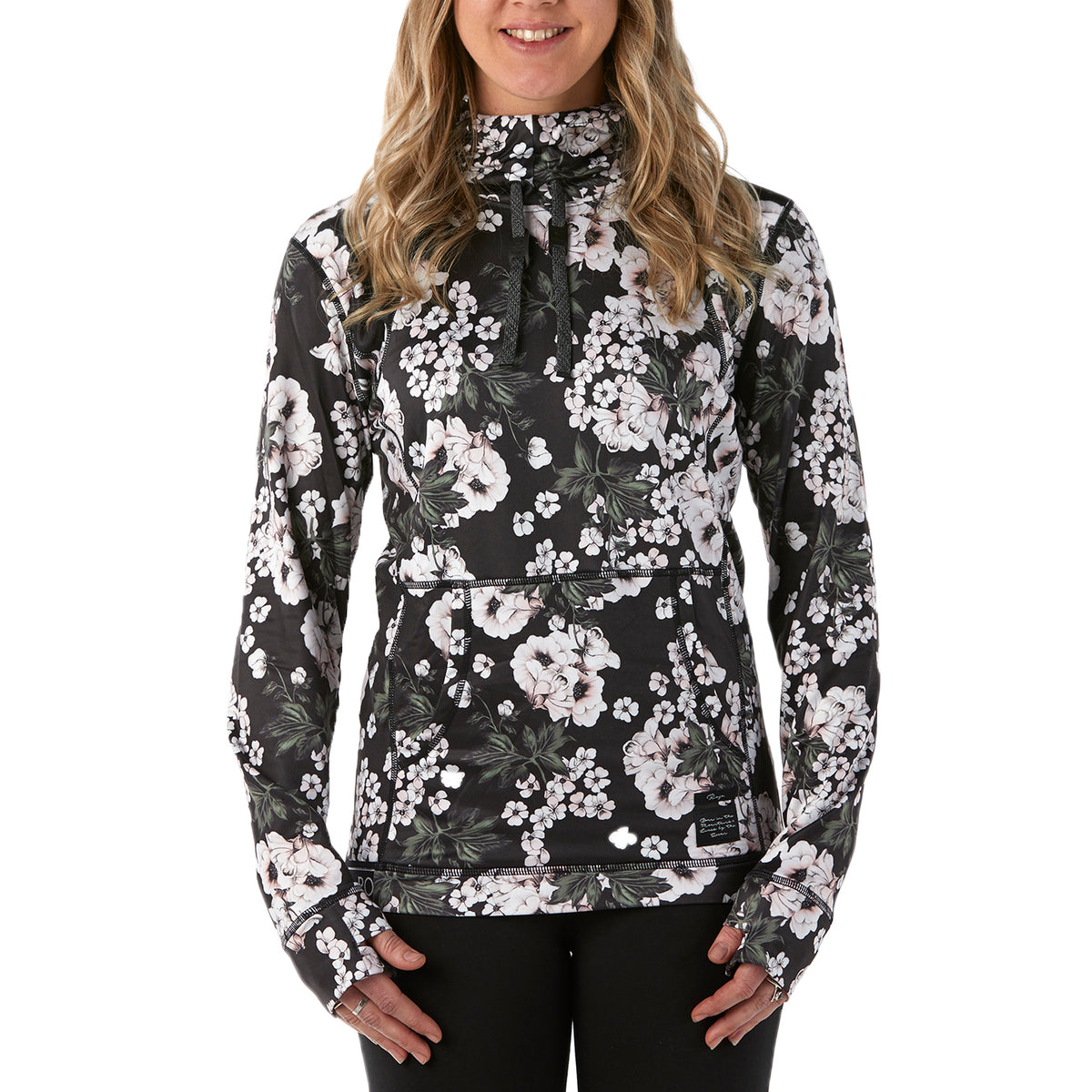 Rojo Outerwear Base Layer Hoodie - Women's Neve Floral True Black