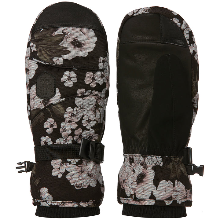 Rojo Outerwear Task Short Cuff Mittens - Women's Neve Floral True Black