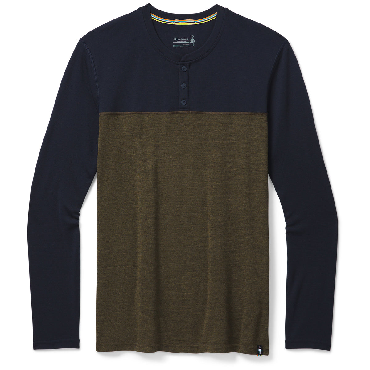 Smartwool Merino Sport 250 Henley Top - Men's Deep Navy/Military Olive Heather