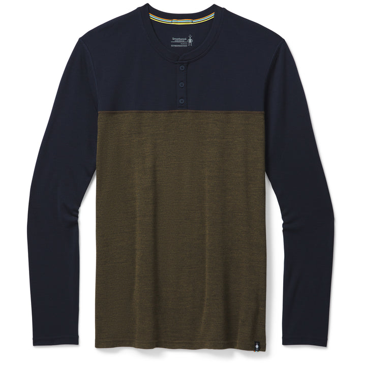 Smartwool Merino Sport 250 Henley Top - Men's Deep Navy/Military Olive Heather