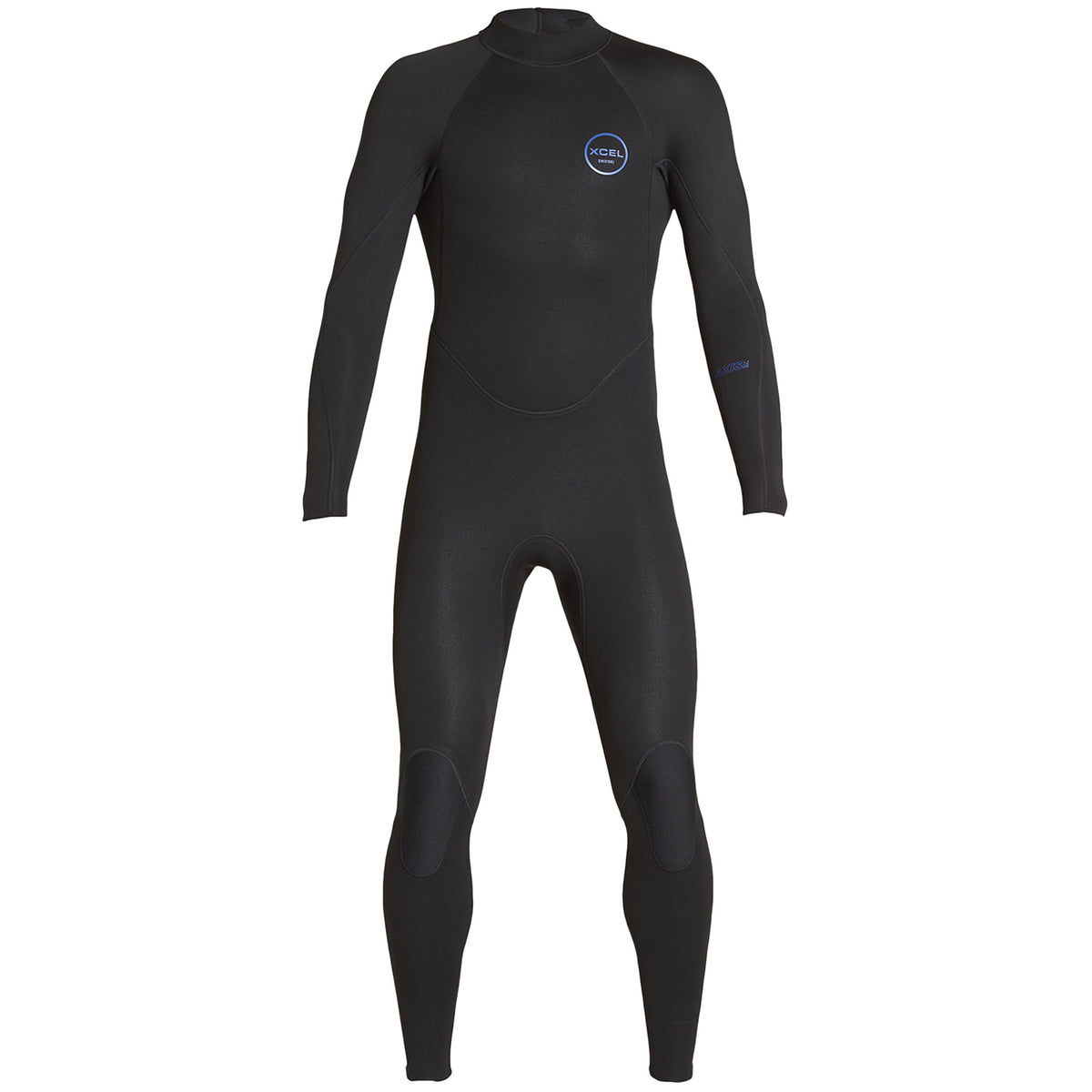 XCEL 3/2 Axis Flatlock Back Zip Wetsuit Black/Sil-Roy Logos