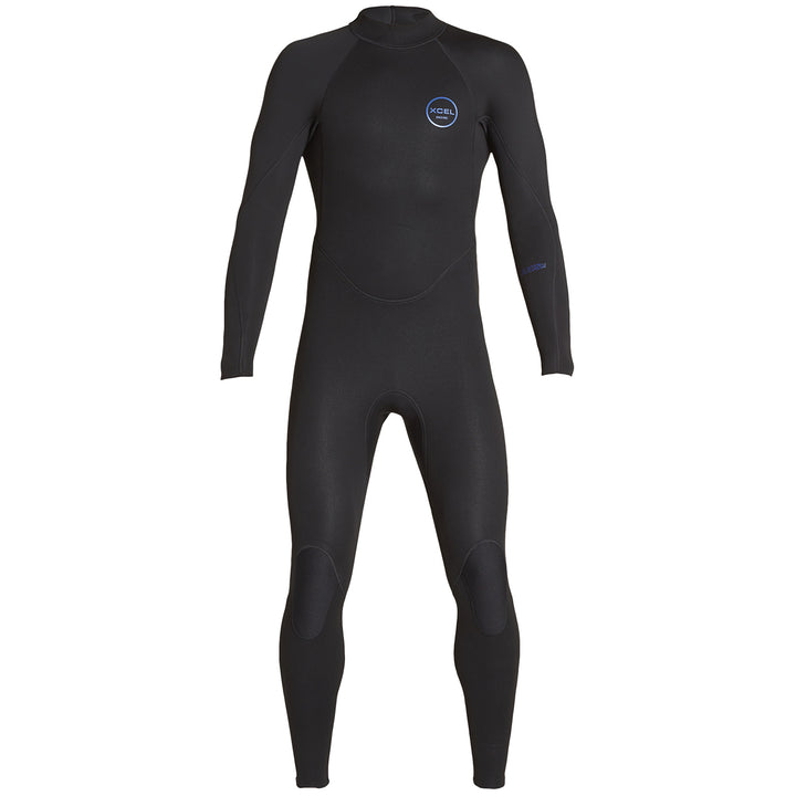 XCEL 3/2 Axis Flatlock Back Zip Wetsuit Black/Sil-Roy Logos