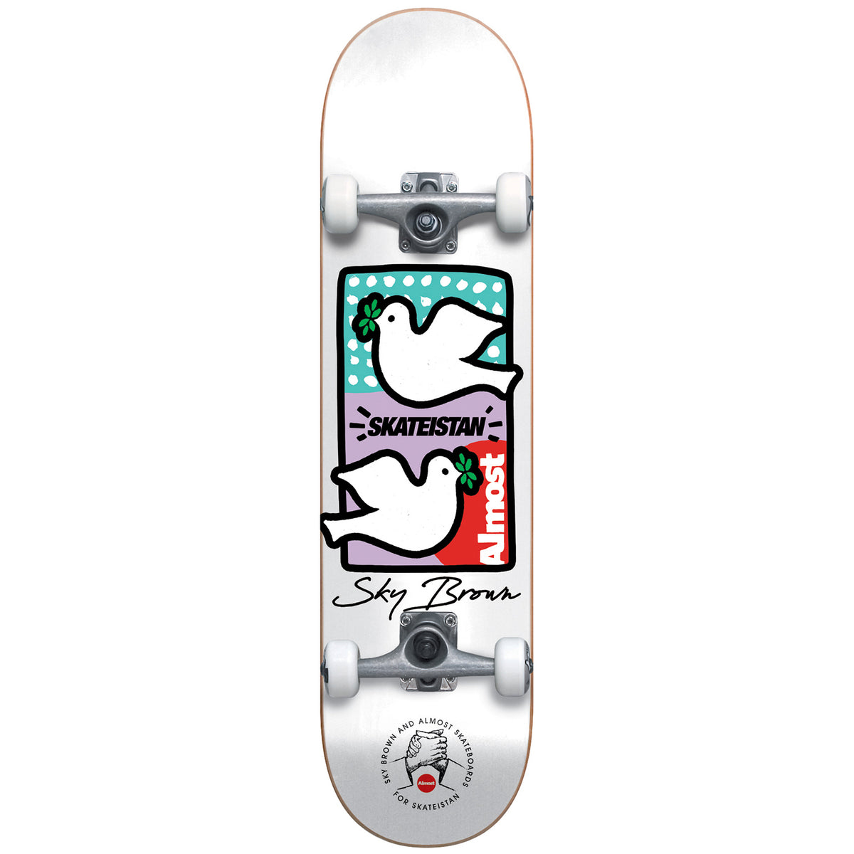 Almost Sky Brown Double Doves Skateistan 7.875 Skateboard Complete - Kids'