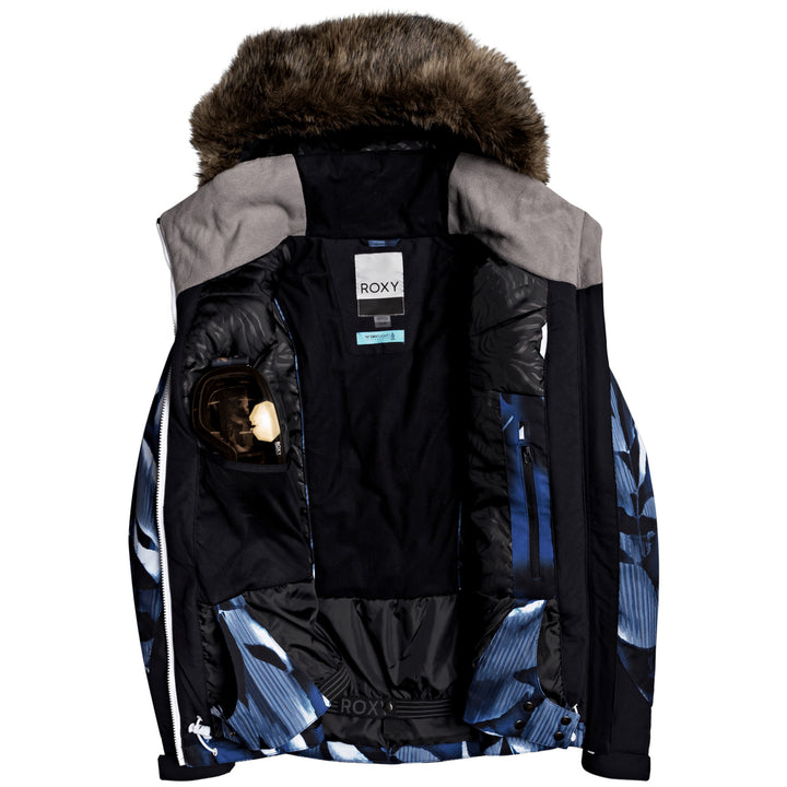 Roxy Jet Ski Premium Jacket - Women's Mazarine Blue Striped Leaves