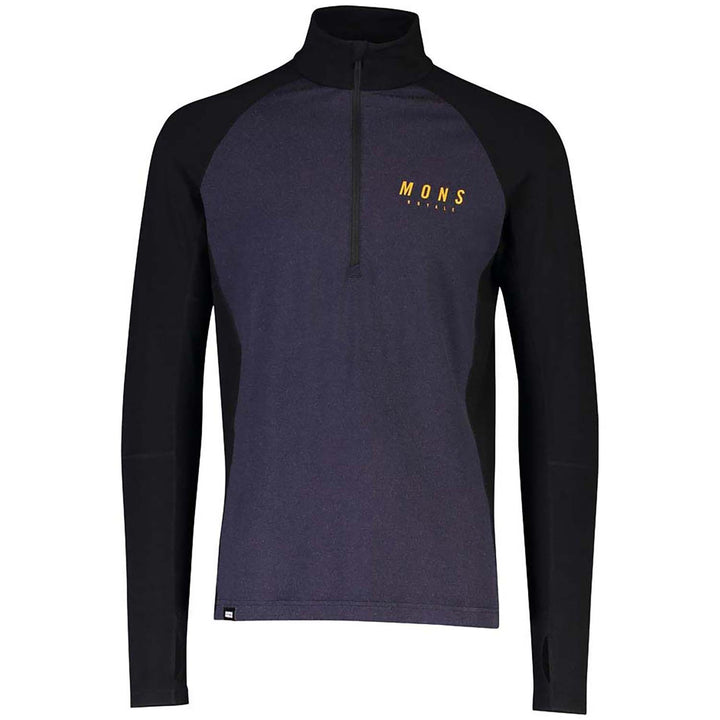 MONS ROYALE Olympus 3.0 Half Zip Long Sleeve Top - Men's Black/9 Iron