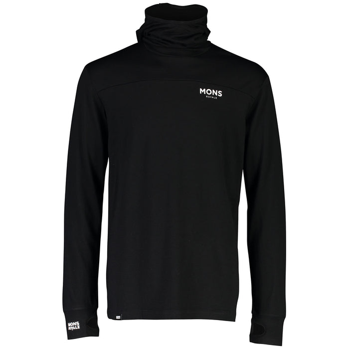 MONS ROYALE Yotei Power Hood Long Sleeve Top - Men's Black.