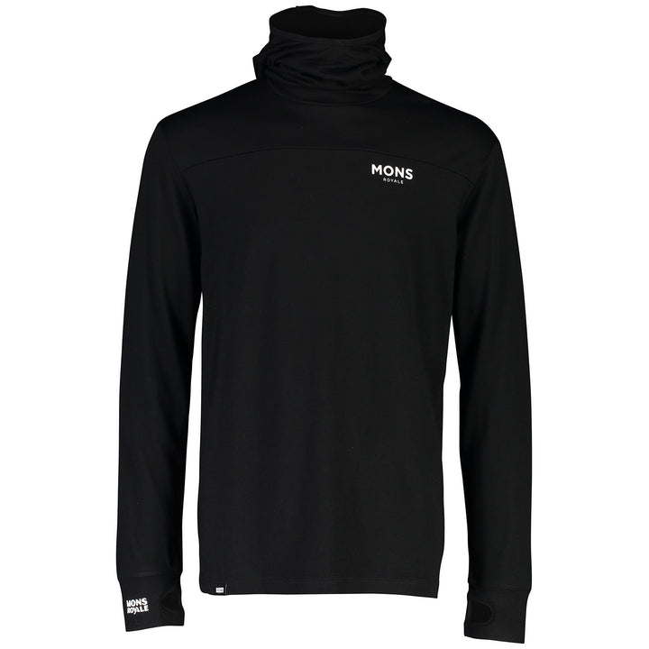 MONS ROYALE Yotei Power Hood Long Sleeve Top - Men's Black.