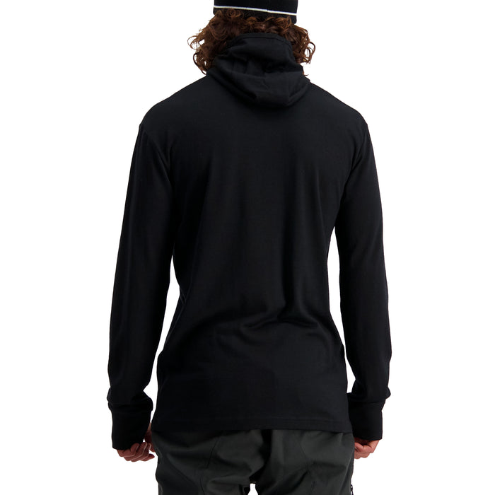 MONS ROYALE Yotei Power Hood Long Sleeve Top - Men's Black.