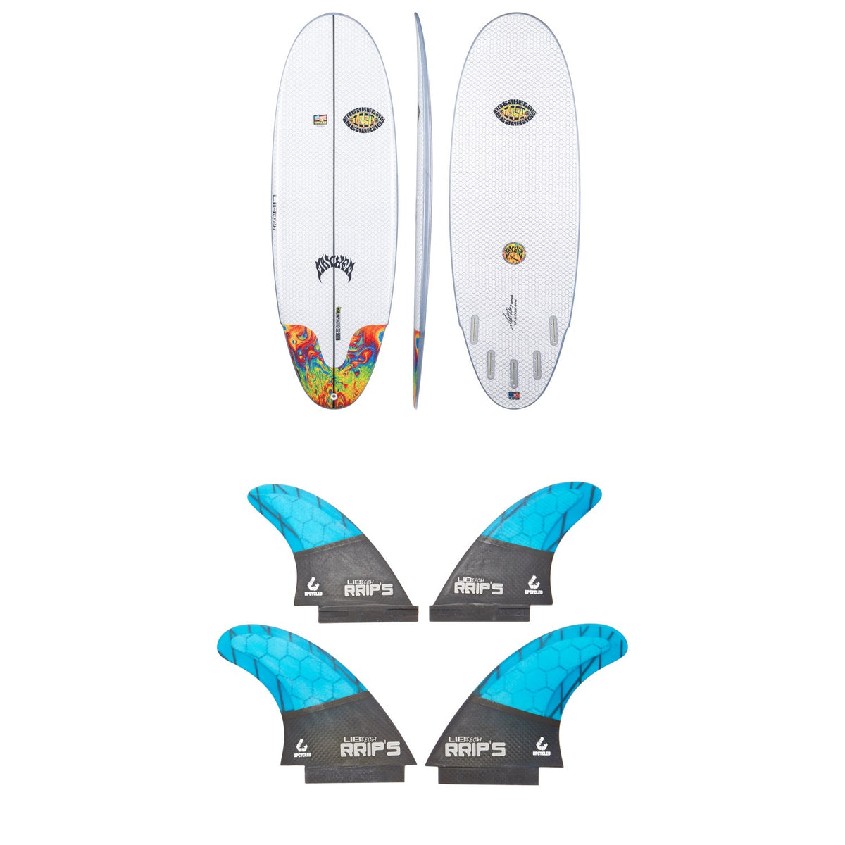 Lib Tech x Lost Freak Flag Bean Bag Surfboard + Lib Tech Quad Fin Set