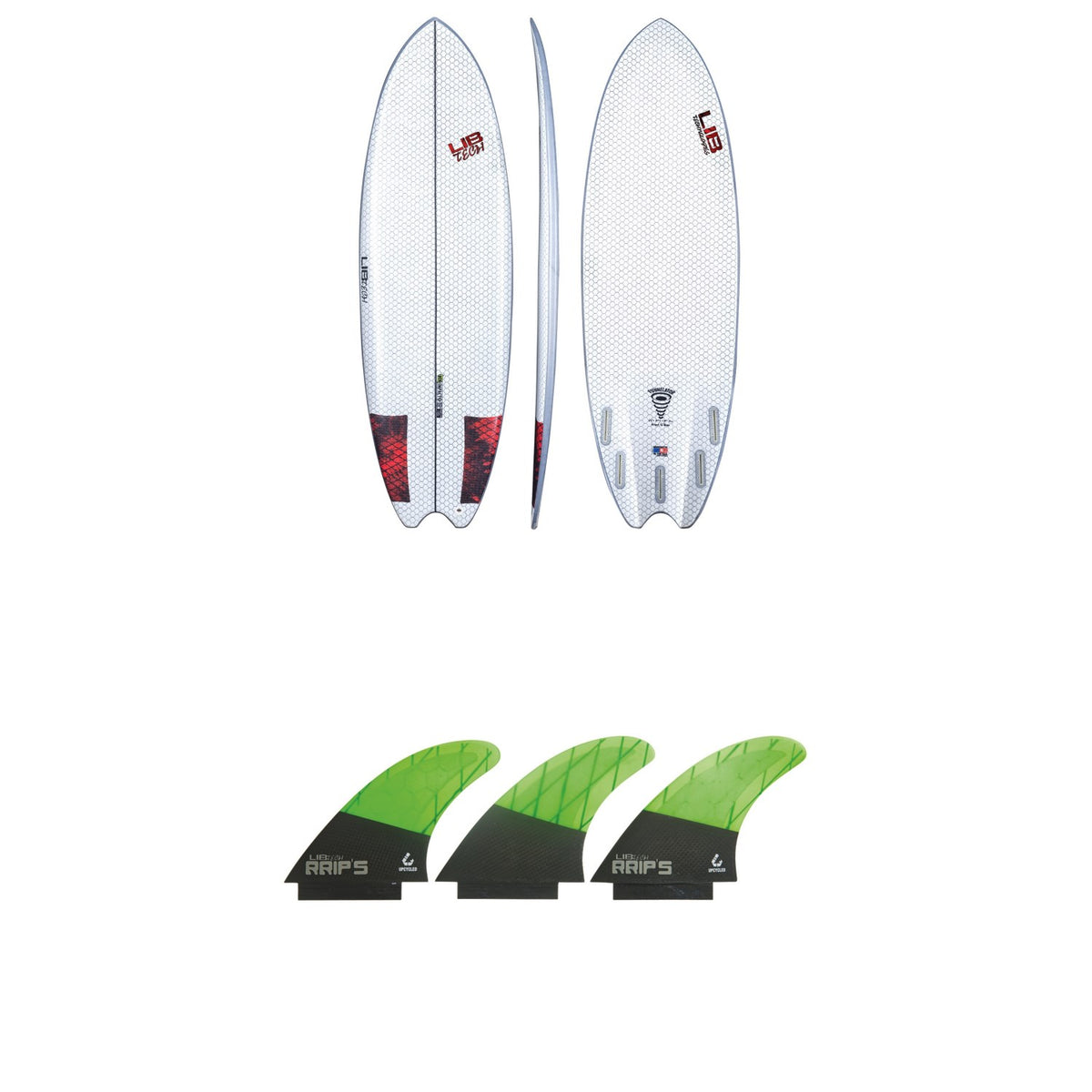 Lib Tech Funnelator Surfboard + Lib Tech Tri Large Fin Set