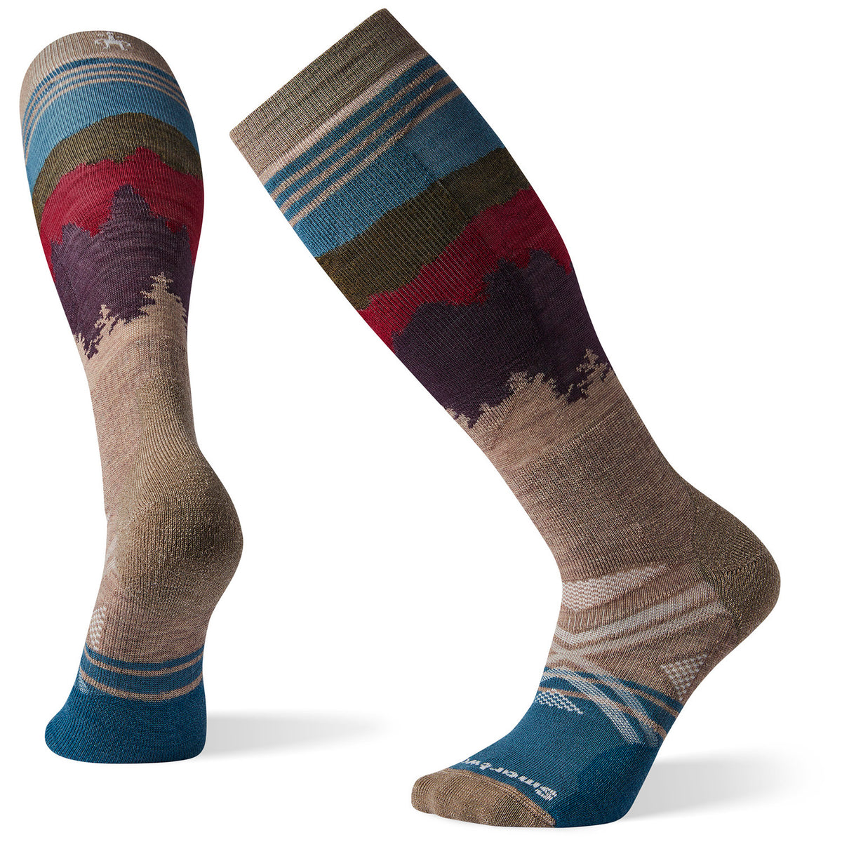 Smartwool PhD Ski Medium Alpenglow Pattern Socks Prussian Blue