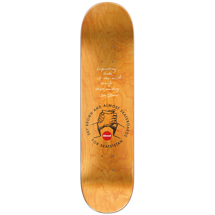Almost Sky Brown Skateistan Double Dove R7 8.0 Skateboard Deck
