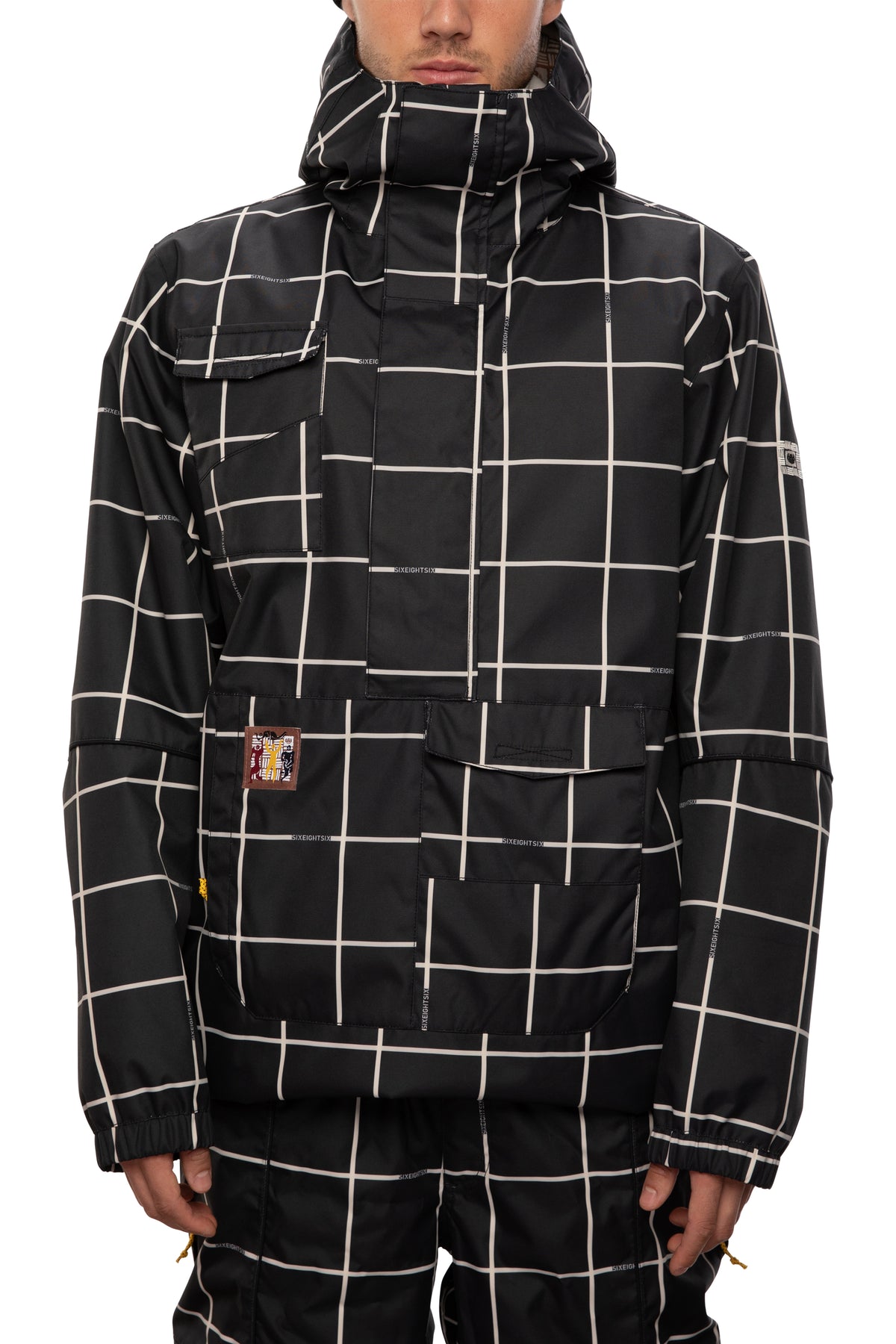 686 Home Anorak Jacket Black Grid