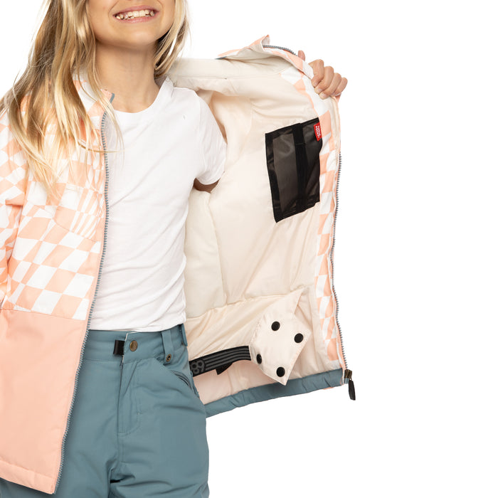 686 Athena Insulated Jacket - Girls' Coral Pink Checkers