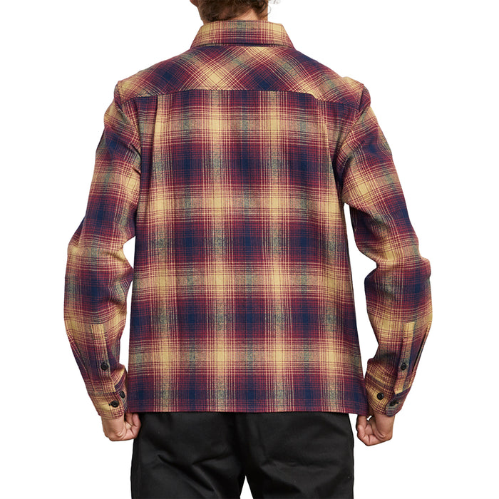 RVCA Subterranean Long-Sleeve Zip Flannel - Men's Oxblood Red