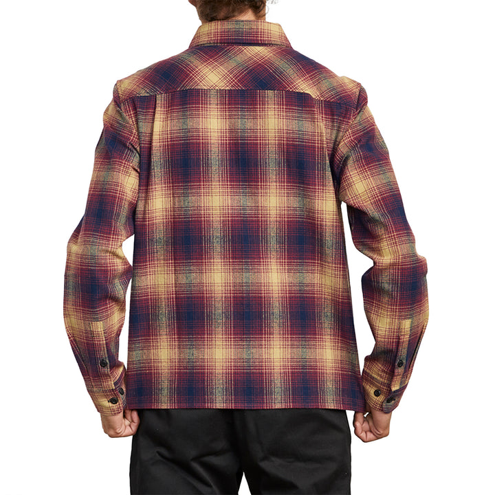 RVCA Subterranean Long-Sleeve Zip Flannel - Men's Oxblood Red