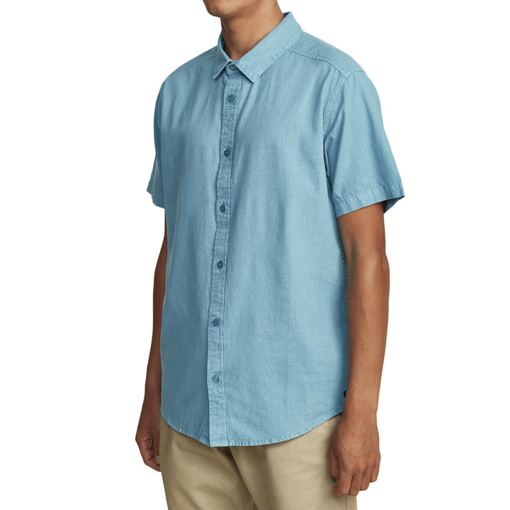 RVCA Crushed Short-Sleeve Shirt - Men's Bermuda Blue