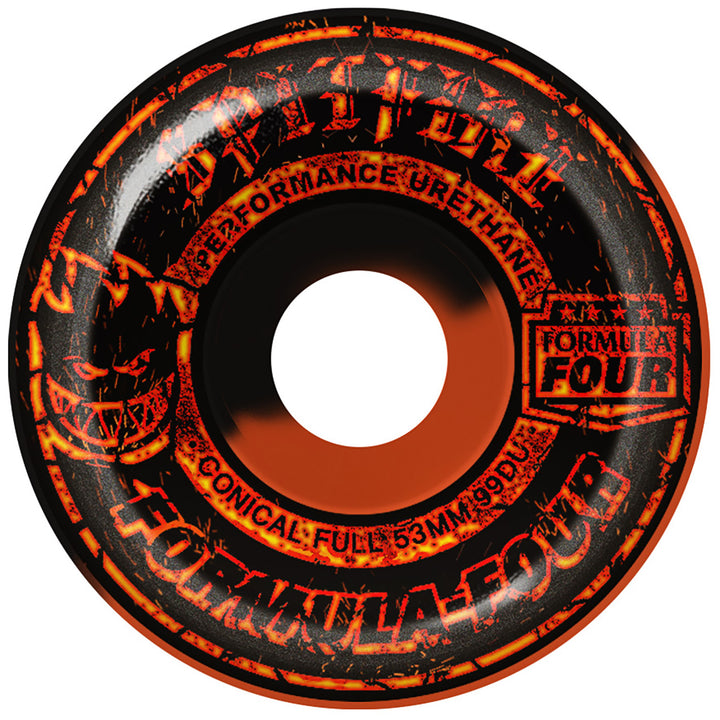 Spitfire Formula Four 99d Embers Black/Orange Swirl 50/50 Classics Skateboard Wheels