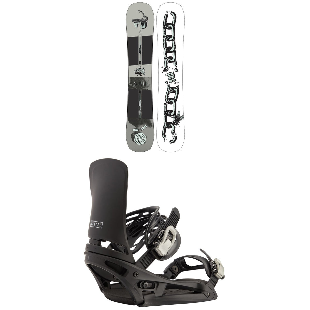 Burton Name Dropper Snowboard + Cartel EST Snowboard Bindings 2021