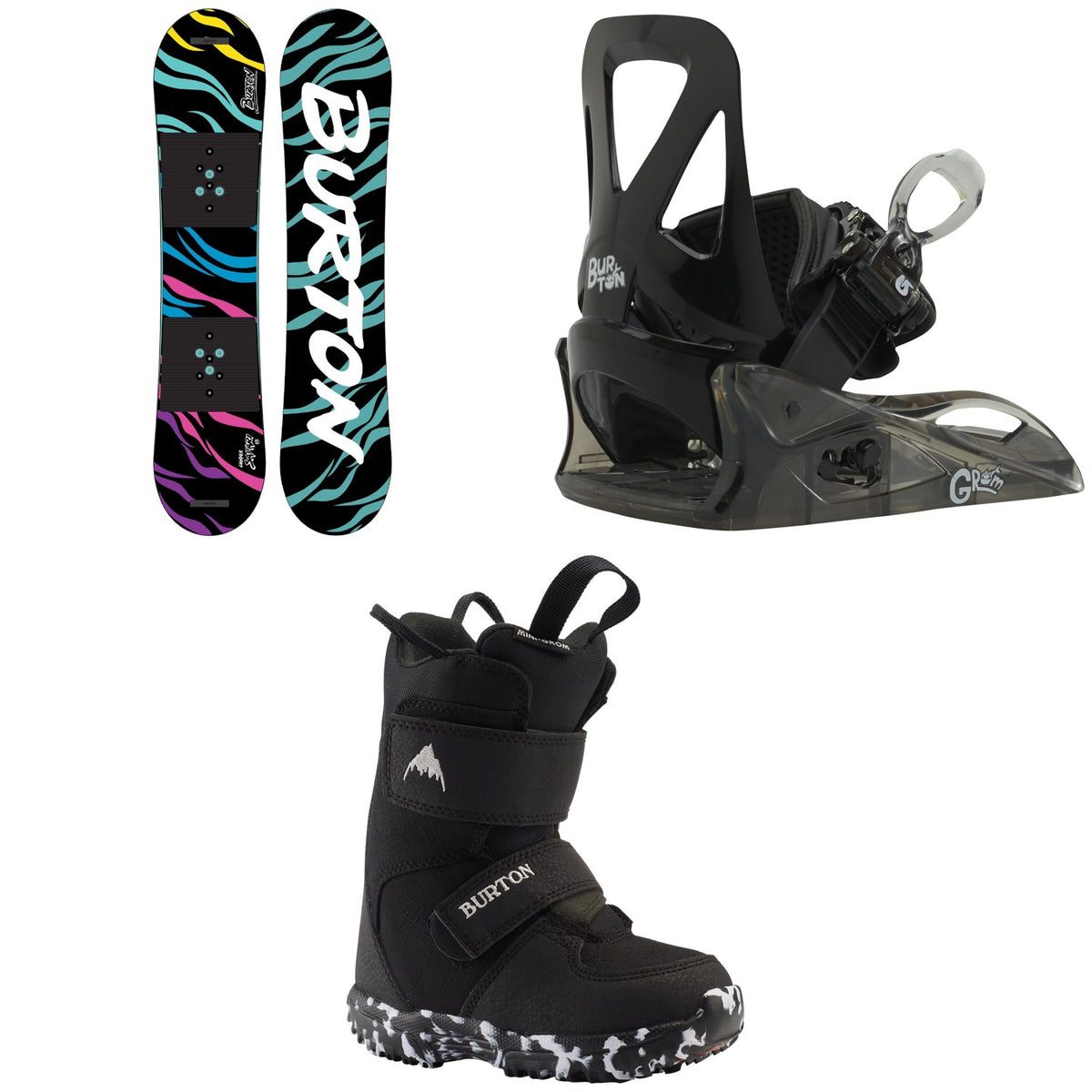 Burton Chopper Snowboard + Grom Snowboard Bindings + Mini Grom Snowboard Boots - Little Kids' 2021