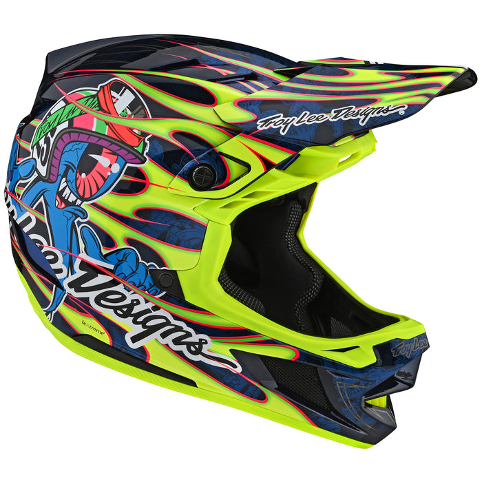 Troy Lee Designs D4 Composite Limited Edition Bike Helmet Eyeball Flo Yellow