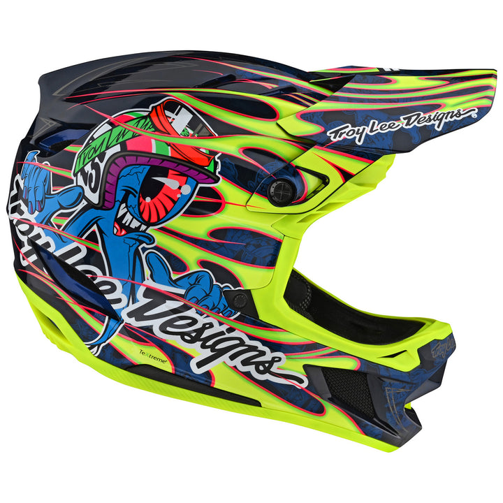 Troy Lee Designs D4 Composite Limited Edition Bike Helmet Eyeball Flo Yellow