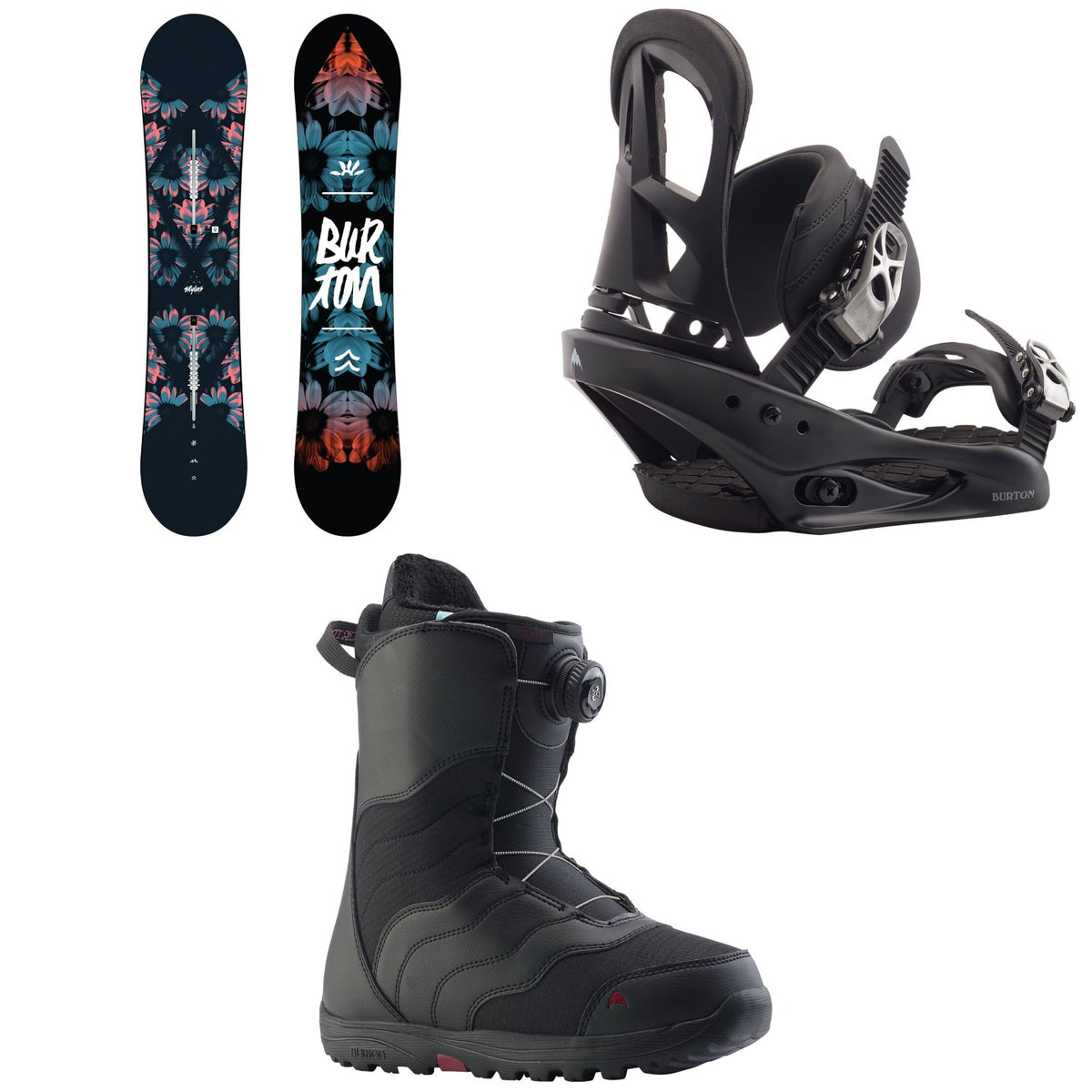 Burton Stylus Snowboard 2020 + Stiletto Snowboard Bindings - Women's 2020 + Mint Boa Snowboard Boots - Women's 2018