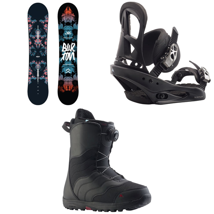 Burton Stylus Snowboard 2020 + Stiletto Snowboard Bindings - Women's 2020 + Mint Boa Snowboard Boots - Women's 2018