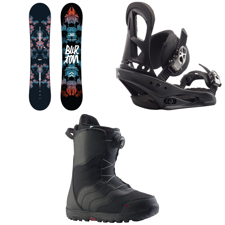 Burton Stylus Snowboard 2020 + Stiletto Snowboard Bindings - Women's 2020 + Mint Boa Snowboard Boots - Women's 2018