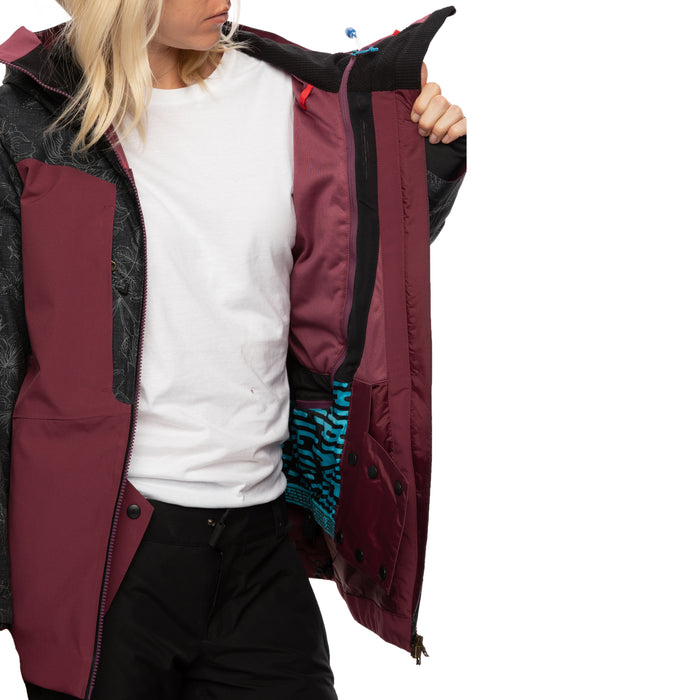 686 GLCR Hydrastash Oasis Insulated Jacket - Women's Black Flower Colorblock
