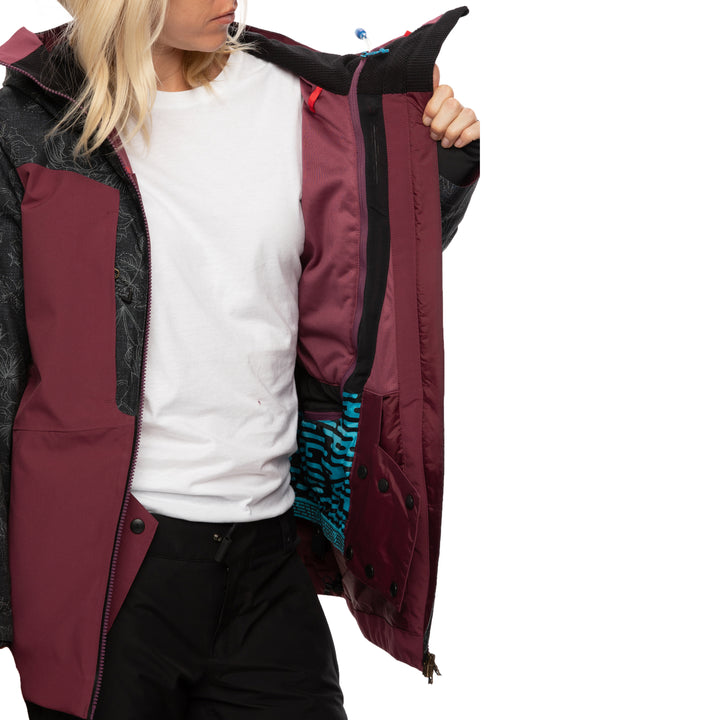 686 GLCR Hydrastash Oasis Insulated Jacket - Women's Black Flower Colorblock