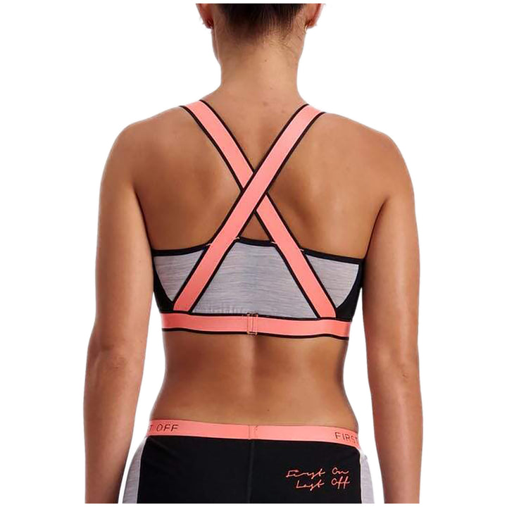 MONS ROYALE Stella X-Back Sports Bra - Women's Black/Grey Marl