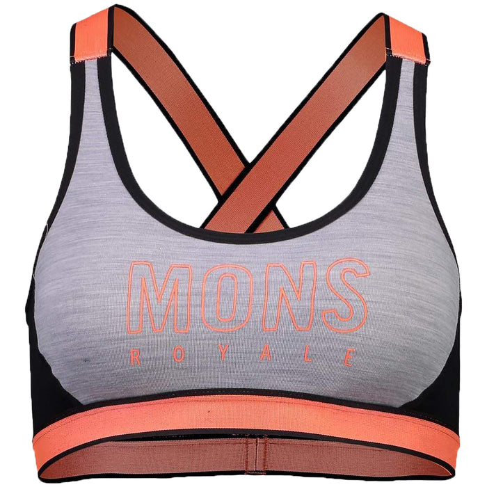 MONS ROYALE Stella X-Back Sports Bra - Women's Black/Grey Marl
