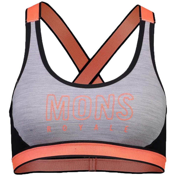 MONS ROYALE Stella X-Back Sports Bra - Women's Black/Grey Marl